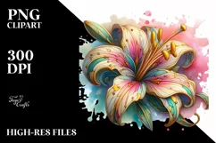Detailed Vibrant Lily in Stained , PNG Product Image 1