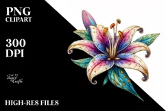 Detailed Vibrant Lily in Stained , PNG Product Image 3