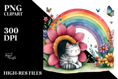 Vibrant Cat House with Colorful Flowers | Sublimation | Product Image 2