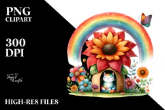 Vibrant Cat House with Colorful Flowers | Sublimation | Product Image 2