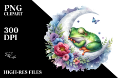 Vibrant Cute Frog Sleeping on the Moon Product Image 2