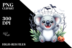 Cute Koala Spider Web Haloween Vampire Fangs Clipart Product Image 2