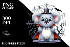 Cute Koala Spider Web Haloween Vampire Fangs Clipart Product Image 2