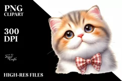 Watercolor Cute Cat PNG Product Image 3