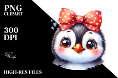Penguin Portrait Wearing Bow | Clipart Product Image 2