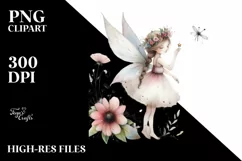 Washed Watercolor Whimsical Fairy | Sublimation | Clipart Product Image 1
