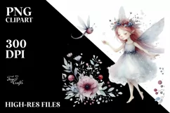 Washed Watercolor Whimsical Fairy | Sublimation | Clipart Product Image 3