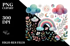 Colorful Watercolor Digital Painting with Very Simple Cute Product Image 2