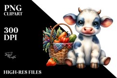 Quirky Baby Cow Holding Autumn Vegetables Product Image 3