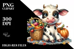 Quirky Baby Cow Holding Autumn Vegetables Product Image 3