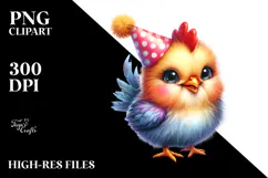 Baby Rooster with Party Hat PNG Product Image 2
