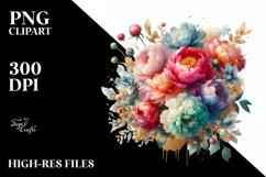 Vibrant Bouquet with Colorful Peonies and Gold Foil | Product Image 3