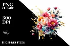 Colorful Vibrant Abstract Bouquet Watercolor Clipart Product Image 3