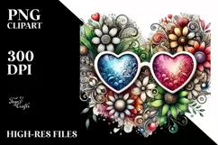 Detailed Bird with Heart Sunglasses, PNG Product Image 2