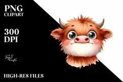 Funny Expressive Highland Cow PNG Product Image 3