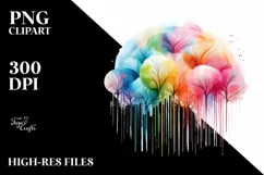 Abstract Pastel Rainbow Trees Watercolor Clipart Product Image 1