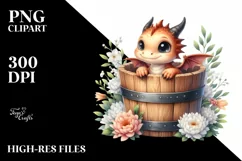Cute Baby Dragon, Water Bucket PNG Product Image 1