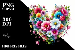 Heart Made of Spring Flowers PNG Product Image 2