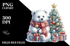 Cute Polar Bear with Christmas Ornaments, PNG Product Image 2