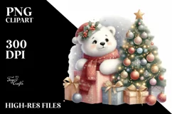 Cute Polar Bear with Christmas Ornaments, Transparent PNG Product Image 2