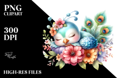 Cute Sleeping Baby Peacock PNG Product Image 2