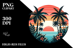 Retro Tropical Sunset, PNG Product Image 2