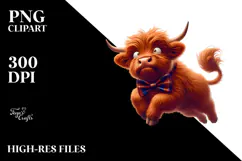 Highland Cow with Bow Tie, High-Res PNG Product Image 2