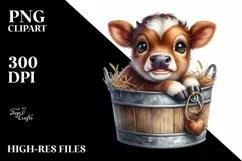 Cute Baby Highland Cow Smiling Can | Clipart Product Image 3