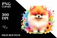 Colorful Cute Watercolor Pomeranian Product Image 1