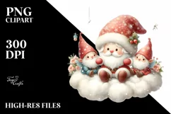 Vintage Cute Santa with Gnomes PNG Product Image 3