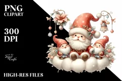 Vintage Santa with Gnomes PNG Product Image 1