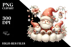 Vintage Santa with Gnomes PNG Product Image 2