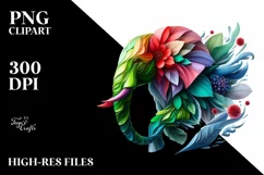Vibrant Abstract Flowers Elephant PNG Product Image 1