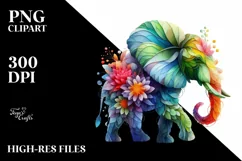 Vibrant Abstract Flowers Elephant PNG Product Image 3
