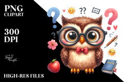 Funny Owl Sitting with Big Eyes | Clipart Product Image 2
