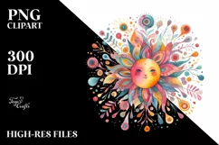 Abstract Colorful Sun Watercolor Clipart Product Image 1