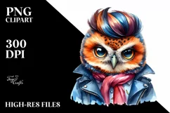 Cute Baby Owl Posing, Vibrant Drawing PNG Product Image 1