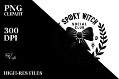 Spooky Witch Social Club Black Bow PNG Product Image 3