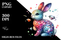 Colorful Diamond Bunny, Transparent PNG Product Image 2