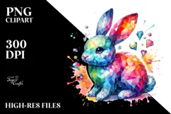Colorful Bunny Made of Diamonds PNG Product Image 2