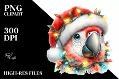 Cute Baby Macaw with Santa Hat, High-Resolution PNG Product Image 2