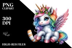 Colorful Baby Unicorn with Puck, PNG Product Image 1