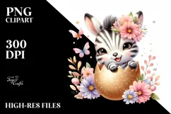 Watercolor Colorful Easter Zebra Clipart |T-shirt, Mug Product Image 3