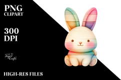 Colorful Vibrant Bunny Made of Wood PNG Product Image 2