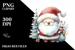 santa Watercolor Whimsical PNG Product Image 1