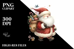 santa Watercolor Whimsical PNG Product Image 3