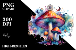 Watercolor Magical Celestial Mushroom PNG Product Image 2