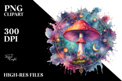 Watercolor Magical Celestial Mushroom PNG Product Image 2