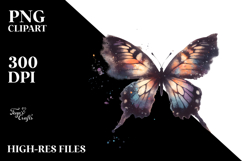 Grungy Butterfly Silhouettes White Background PNG Product Image 2