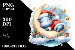 Vibrant Cute Baby Hippo Dressed for Christmas Product Image 4